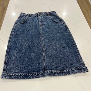 Vtg 80's Lee Riders Blue Jean GLACIER Acid Wash Denim BANDED Bottom Skirt 14